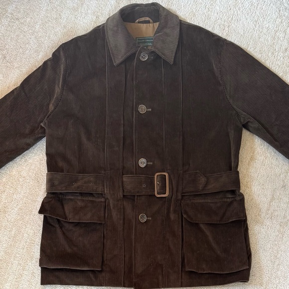 Holland & Holland Brown Corduroy Shooting Jacket Size L Made In Great Britain